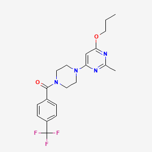 molecular formula C20H23F3N4O2 B3020810 (4-(2-Methyl-6-propoxypyrimidin-4-yl)piperazin-1-yl)(4-(trifluoromethyl)phenyl)methanone CAS No. 946371-75-1