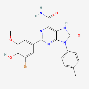 molecular formula C20H16BrN5O4 B3020813 2-(3-bromo-4-hydroxy-5-methoxyphenyl)-8-oxo-9-(p-tolyl)-8,9-dihydro-7H-purine-6-carboxamide CAS No. 863502-08-3