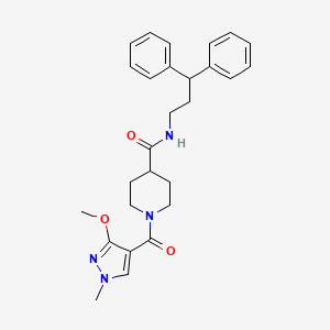 molecular formula C27H32N4O3 B3020815 N-(3,3-diphenylpropyl)-1-(3-methoxy-1-methyl-1H-pyrazole-4-carbonyl)piperidine-4-carboxamide CAS No. 1351655-63-4