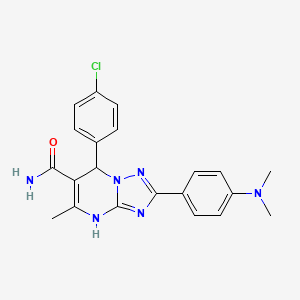 molecular formula C21H21ClN6O B3020822 7-(4-Chlorophenyl)-2-(4-(dimethylamino)phenyl)-5-methyl-4,7-dihydro-[1,2,4]triazolo[1,5-a]pyrimidine-6-carboxamide CAS No. 539818-56-9