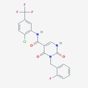 molecular formula C19H12ClF4N3O3 B3020823 N-(2-chloro-5-(trifluoromethyl)phenyl)-3-(2-fluorobenzyl)-2,4-dioxo-1,2,3,4-tetrahydropyrimidine-5-carboxamide CAS No. 1396784-71-6