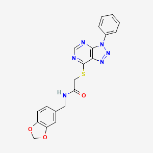 molecular formula C20H16N6O3S B3020824 N-(benzo[d][1,3]dioxol-5-ylmethyl)-2-((3-phenyl-3H-[1,2,3]triazolo[4,5-d]pyrimidin-7-yl)thio)acetamide CAS No. 896678-55-0