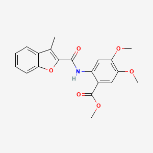 molecular formula C20H19NO6 B3020846 Methyl 4,5-dimethoxy-2-{[(3-methyl-1-benzofuran-2-yl)carbonyl]amino}benzoate CAS No. 717872-07-6