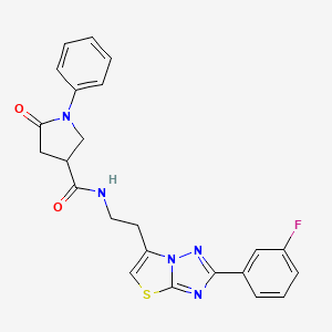 molecular formula C23H20FN5O2S B3020847 N-(2-(2-(3-fluorophenyl)thiazolo[3,2-b][1,2,4]triazol-6-yl)ethyl)-5-oxo-1-phenylpyrrolidine-3-carboxamide CAS No. 1210248-19-3