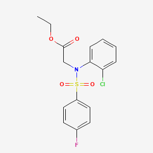 molecular formula C16H15ClFNO4S B3020854 Ethyl 2-{2-chloro[(4-fluorophenyl)sulfonyl]anilino}acetate CAS No. 860609-48-9