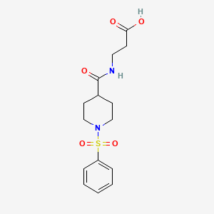molecular formula C15H20N2O5S B3020856 3-[[1-(benzenesulfonyl)piperidine-4-carbonyl]amino]propanoic Acid CAS No. 904511-55-3