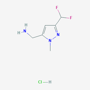 molecular formula C6H10ClF2N3 B3020858 [5-(Difluoromethyl)-2-methylpyrazol-3-yl]methanamine;hydrochloride CAS No. 2247107-27-1