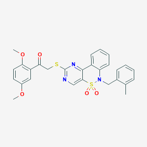 molecular formula C28H25N3O5S2 B3020864 1-(2,5-dimethoxyphenyl)-2-{[6-(2-methylbenzyl)-5,5-dioxido-6H-pyrimido[5,4-c][2,1]benzothiazin-2-yl]thio}ethanone CAS No. 895101-53-8