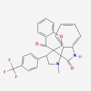molecular formula C27H21F3N2O3 B3020867 chroman-4'-one-3'-spiro-3-N-methyl-4-(4-trifluoromethylphenyl)-pyrrolidine-2-spiro-3