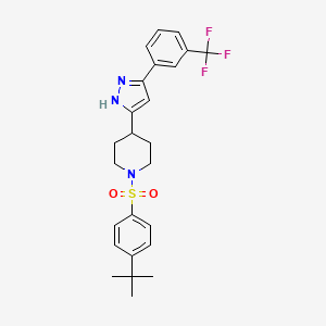 molecular formula C25H28F3N3O2S B3020872 1-(4-tert-butylphenyl)sulfonyl-4-[3-[3-(trifluoromethyl)phenyl]-1H-pyrazol-5-yl]piperidine CAS No. 1025724-85-9