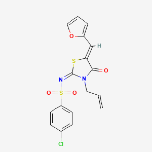 (E)-N-((Z)-3-allyl-5-(furan-2-ylmethylene)-4-oxothiazolidin-2-ylidene)-4-chlorobenzenesulfonamide