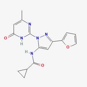 N-(3-(furan-2-yl)-1-(4-methyl-6-oxo-1,6-dihydropyrimidin-2-yl)-1H-pyrazol-5-yl)cyclopropanecarboxamide