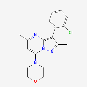 molecular formula C18H19ClN4O B3020886 3-(2-Chlorophenyl)-2,5-dimethyl-7-(morpholin-4-yl)pyrazolo[1,5-a]pyrimidine CAS No. 900286-57-9