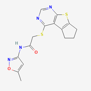 B3020904 2-((6,7-dihydro-5H-cyclopenta[4,5]thieno[2,3-d]pyrimidin-4-yl)thio)-N-(5-methylisoxazol-3-yl)acetamide CAS No. 500113-61-1