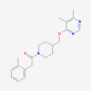 molecular formula C21H27N3O2 B3020919 1-(4-(((5,6-Dimethylpyrimidin-4-yl)oxy)methyl)piperidin-1-yl)-2-(o-tolyl)ethan-1-one CAS No. 2309776-49-4