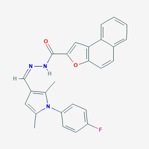 molecular formula C26H20FN3O2 B302093 N'-{[1-(4-fluorophenyl)-2,5-dimethyl-1H-pyrrol-3-yl]methylene}naphtho[2,1-b]furan-2-carbohydrazide 