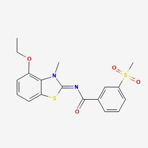 molecular formula C18H18N2O4S2 B3020930 N-(4-ethoxy-3-methyl-1,3-benzothiazol-2-ylidene)-3-methylsulfonylbenzamide CAS No. 896299-54-0