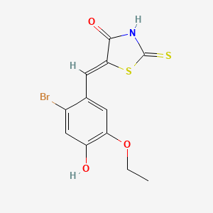 molecular formula C12H10BrNO3S2 B3020931 (5E)-5-(2-Bromo-5-ethoxy-4-hydroxybenzylidene)-2-mercapto-1,3-thiazol-4(5H)-one CAS No. 667412-61-5
