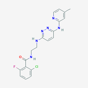 molecular formula C19H18ClFN6O B3020939 2-chloro-6-fluoro-N-(2-((6-((4-methylpyridin-2-yl)amino)pyridazin-3-yl)amino)ethyl)benzamide CAS No. 1021137-99-4