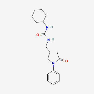 molecular formula C18H25N3O2 B3020943 1-Cyclohexyl-3-((5-oxo-1-phenylpyrrolidin-3-yl)methyl)urea CAS No. 954695-56-8