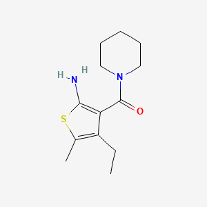 molecular formula C13H20N2OS B3020989 4-Ethyl-5-methyl-3-(piperidin-1-ylcarbonyl)thien-2-ylamine CAS No. 587851-03-4