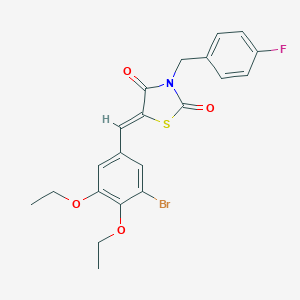 molecular formula C21H19BrFNO4S B302099 (5Z)-5-(3-bromo-4,5-diethoxybenzylidene)-3-(4-fluorobenzyl)-1,3-thiazolidine-2,4-dione 