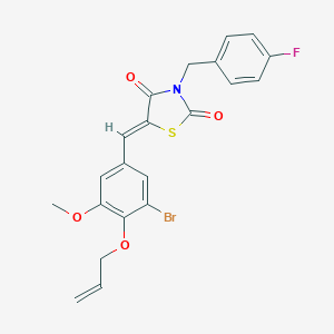 molecular formula C21H17BrFNO4S B302100 5-[4-(Allyloxy)-3-bromo-5-methoxybenzylidene]-3-(4-fluorobenzyl)-1,3-thiazolidine-2,4-dione 