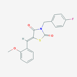 molecular formula C18H14FNO3S B302102 3-(4-Fluorobenzyl)-5-(2-methoxybenzylidene)-1,3-thiazolidine-2,4-dione 