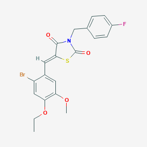 molecular formula C20H17BrFNO4S B302103 (5Z)-5-(2-bromo-4-ethoxy-5-methoxybenzylidene)-3-(4-fluorobenzyl)-1,3-thiazolidine-2,4-dione 