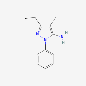 molecular formula C12H15N3 B3021073 3-ethyl-4-methyl-1-phenyl-1H-pyrazol-5-amine CAS No. 91642-97-6