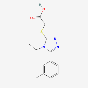 molecular formula C13H15N3O2S B3021080 (4-Ethyl-5-m-tolyl-4H-[1,2,4]triazol-3-yl-sulfanyl)acetic acid CAS No. 338428-44-7