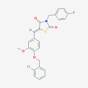molecular formula C25H19ClFNO4S B302109 (5Z)-5-{4-[(2-chlorobenzyl)oxy]-3-methoxybenzylidene}-3-(4-fluorobenzyl)-1,3-thiazolidine-2,4-dione 