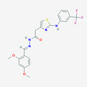 molecular formula C21H19F3N4O3S B302112 N'-(2,4-dimethoxybenzylidene)-2-{2-[3-(trifluoromethyl)anilino]-1,3-thiazol-4-yl}acetohydrazide 