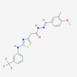 molecular formula C21H19F3N4O2S B302113 N'-(4-methoxy-3-methylbenzylidene)-2-{2-[3-(trifluoromethyl)anilino]-1,3-thiazol-4-yl}acetohydrazide 