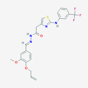 molecular formula C23H21F3N4O3S B302114 N'-[4-(allyloxy)-3-methoxybenzylidene]-2-{2-[3-(trifluoromethyl)anilino]-1,3-thiazol-4-yl}acetohydrazide 