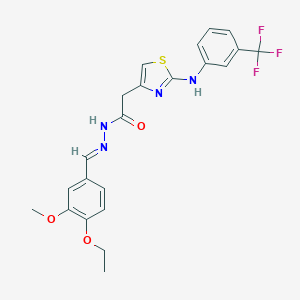 molecular formula C22H21F3N4O3S B302118 N'-(4-ethoxy-3-methoxybenzylidene)-2-{2-[3-(trifluoromethyl)anilino]-1,3-thiazol-4-yl}acetohydrazide 