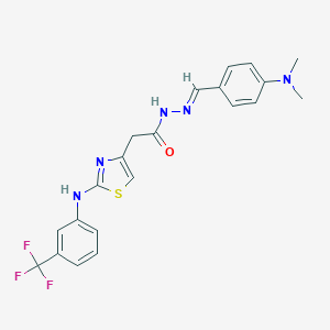molecular formula C21H20F3N5OS B302119 N'-[4-(dimethylamino)benzylidene]-2-{2-[3-(trifluoromethyl)anilino]-1,3-thiazol-4-yl}acetohydrazide 