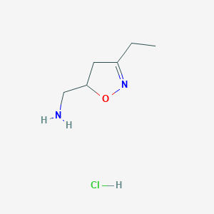 molecular formula C6H13ClN2O B3021216 [(3-Ethyl-4,5-dihydroisoxazol-5-yl)methyl]amine hydrochloride CAS No. 1185294-97-6