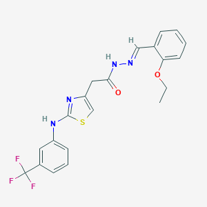 molecular formula C21H19F3N4O2S B302122 N'-(2-ethoxybenzylidene)-2-{2-[3-(trifluoromethyl)anilino]-1,3-thiazol-4-yl}acetohydrazide 