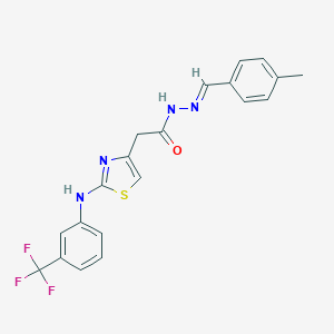 molecular formula C20H17F3N4OS B302124 N'-(4-methylbenzylidene)-2-{2-[3-(trifluoromethyl)anilino]-1,3-thiazol-4-yl}acetohydrazide 