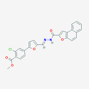 molecular formula C26H17ClN2O5 B302128 methyl 2-chloro-4-(5-{(E)-[2-(naphtho[2,1-b]furan-2-ylcarbonyl)hydrazinylidene]methyl}furan-2-yl)benzoate 