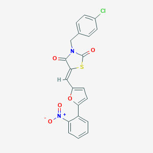molecular formula C21H13ClN2O5S B302133 3-(4-Chlorobenzyl)-5-[(5-{2-nitrophenyl}-2-furyl)methylene]-1,3-thiazolidine-2,4-dione 
