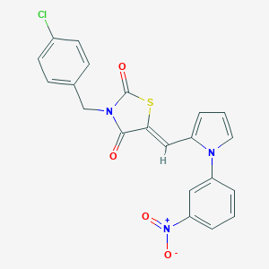 molecular formula C21H14ClN3O4S B302135 3-(4-chlorobenzyl)-5-[(1-{3-nitrophenyl}-1H-pyrrol-2-yl)methylene]-1,3-thiazolidine-2,4-dione 