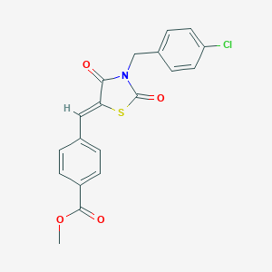 molecular formula C19H14ClNO4S B302139 Methyl 4-{[3-(4-chlorobenzyl)-2,4-dioxo-1,3-thiazolidin-5-ylidene]methyl}benzoate 
