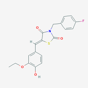 molecular formula C19H16FNO4S B302142 (5Z)-5-(3-ethoxy-4-hydroxybenzylidene)-3-(4-fluorobenzyl)-1,3-thiazolidine-2,4-dione 
