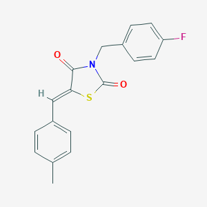 molecular formula C18H14FNO2S B302144 (5Z)-3-(4-fluorobenzyl)-5-(4-methylbenzylidene)-1,3-thiazolidine-2,4-dione 