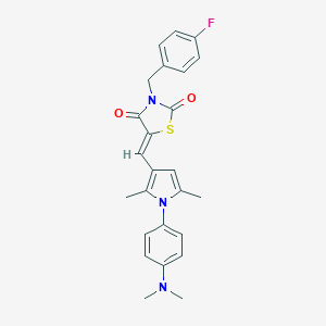 molecular formula C25H24FN3O2S B302152 5-({1-[4-(dimethylamino)phenyl]-2,5-dimethyl-1H-pyrrol-3-yl}methylene)-3-(4-fluorobenzyl)-1,3-thiazolidine-2,4-dione 