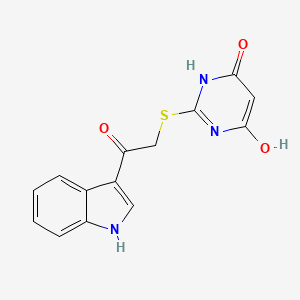 molecular formula C14H11N3O3S B3021529 2-((2-(1H-Indol-3-yl)-2-oxoethyl)thio)-6-hydroxypyrimidin-4(3H)-one CAS No. 294893-24-6