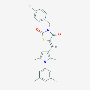 molecular formula C25H23FN2O2S B302155 5-{[1-(3,5-dimethylphenyl)-2,5-dimethyl-1H-pyrrol-3-yl]methylene}-3-(4-fluorobenzyl)-1,3-thiazolidine-2,4-dione 