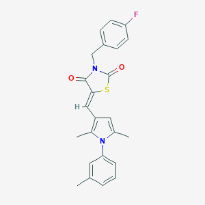 molecular formula C24H21FN2O2S B302156 (5Z)-5-{[2,5-dimethyl-1-(3-methylphenyl)-1H-pyrrol-3-yl]methylidene}-3-(4-fluorobenzyl)-1,3-thiazolidine-2,4-dione 